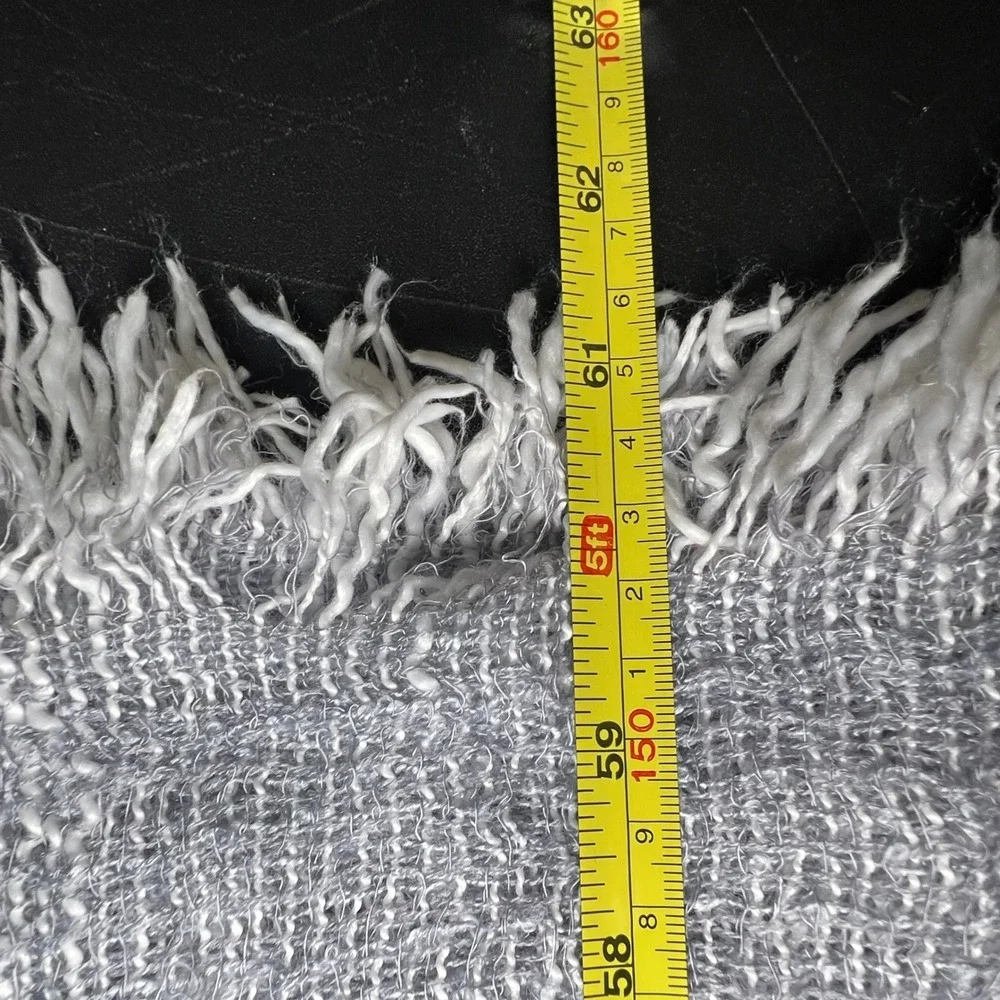 Cotton On Gray Woven Fringe Scarf Unisex Soft Minimalism Wrap Shawl Boho 61x67